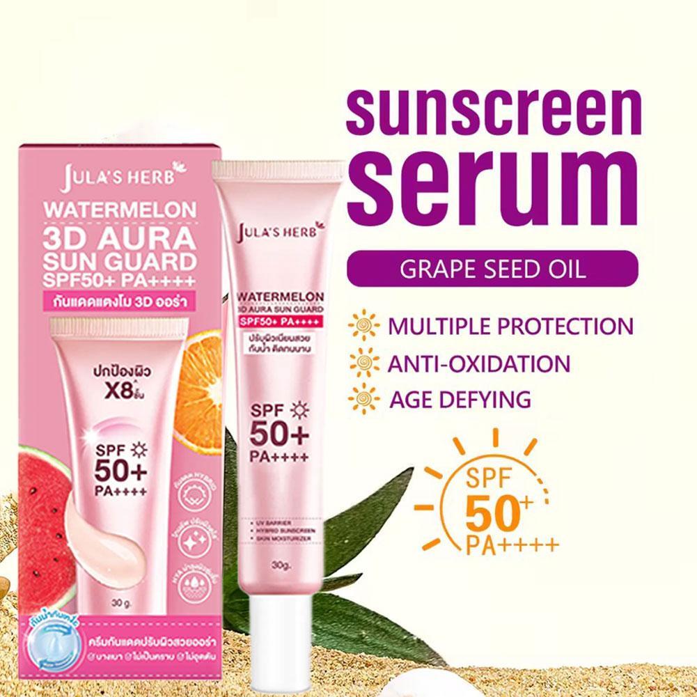 30g ครีมกันแดดแตงโมครีมบํารุงผิวหน้า SPF50 Moisturizing Hydrating Brightening Skin Tone UV Protection Daily Sun Block ครีมกันแดดไม่เหนียวเหนอะหนะ