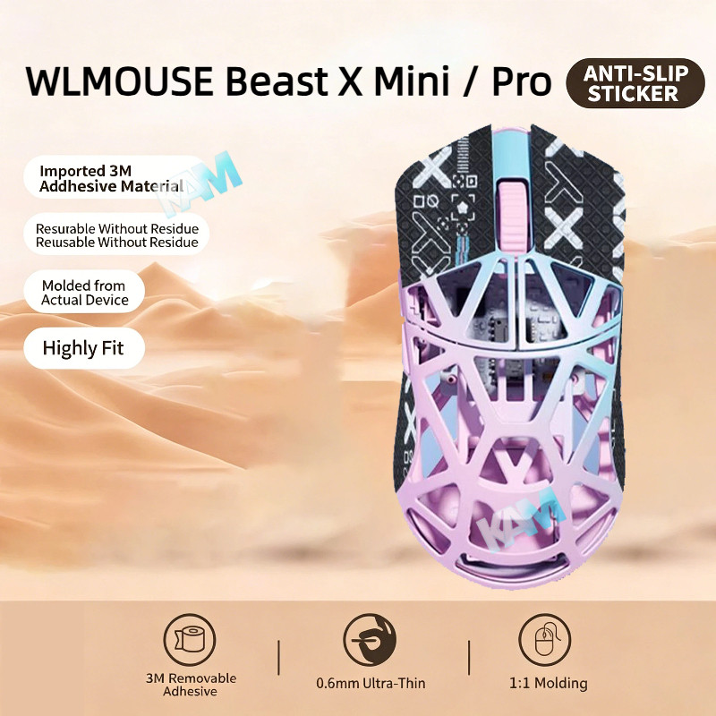 [Kam]สติ๊กเกอร์กันลื่น WLMOUSE Beast X Mini / Pro - Grip Tape กันเหงื่อ ผิวด้าน ตัดสำเร็จรูป ตรงรุ่น