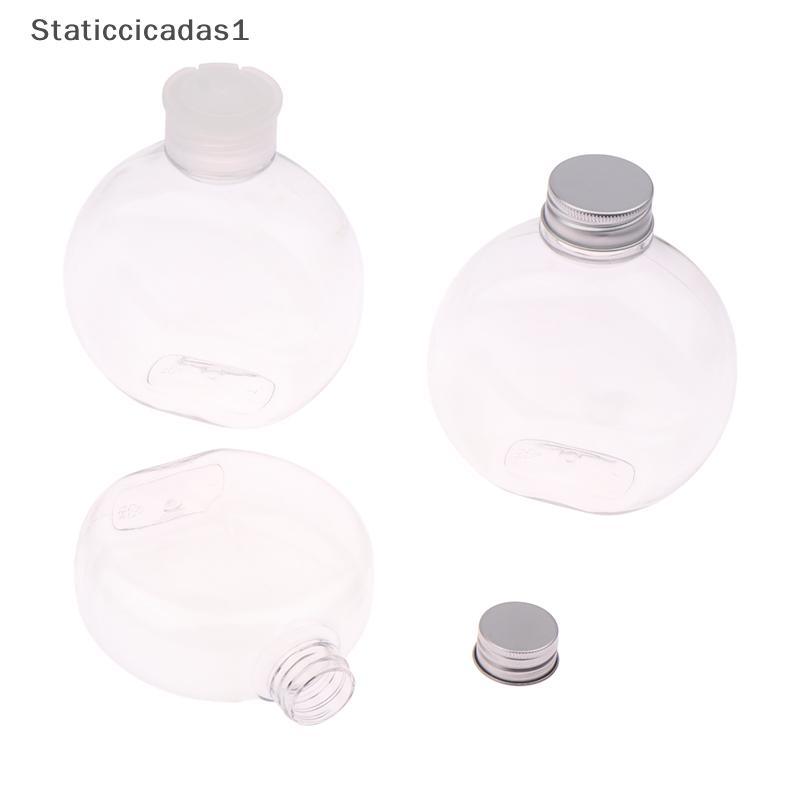 STA 320/500ML ขวดน้ํากลมแบนขวดกาแฟชานมใสขวดดื่มแบบพกพา PET เครื่องดื่มน้ําผลไม้ขวด MZ