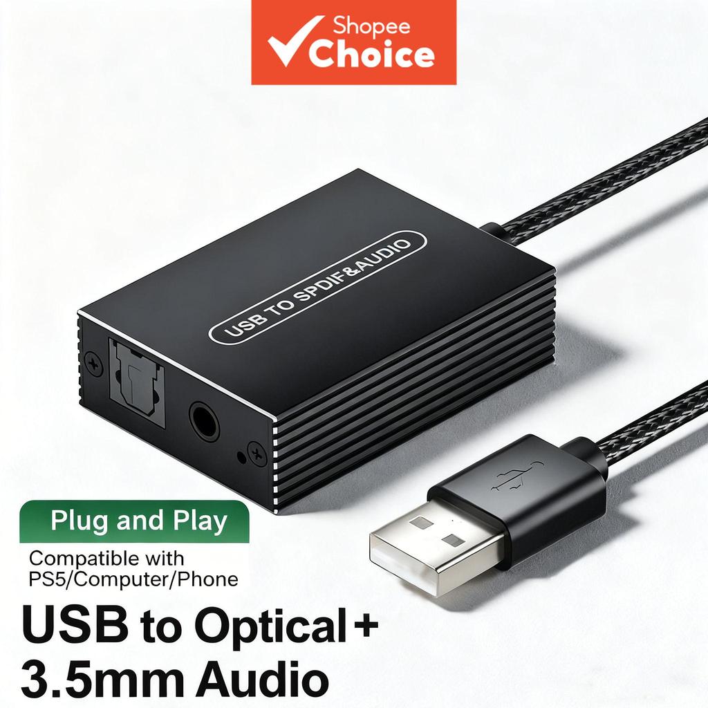 ตัวแปลง USB เป็น Optical SPDIF และอะแดปเตอร์เสียง AUX 3.5 มม. สําหรับระบบเสียง Pro