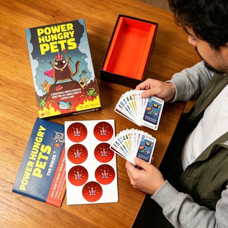 Power Hungry Pets เกมกระดานการ์ดปาร์ตี้ แนวกลยุทธ์ท้าทาย เหมาะสําหรับกิจกรรมครอบครัวและเพื่อน