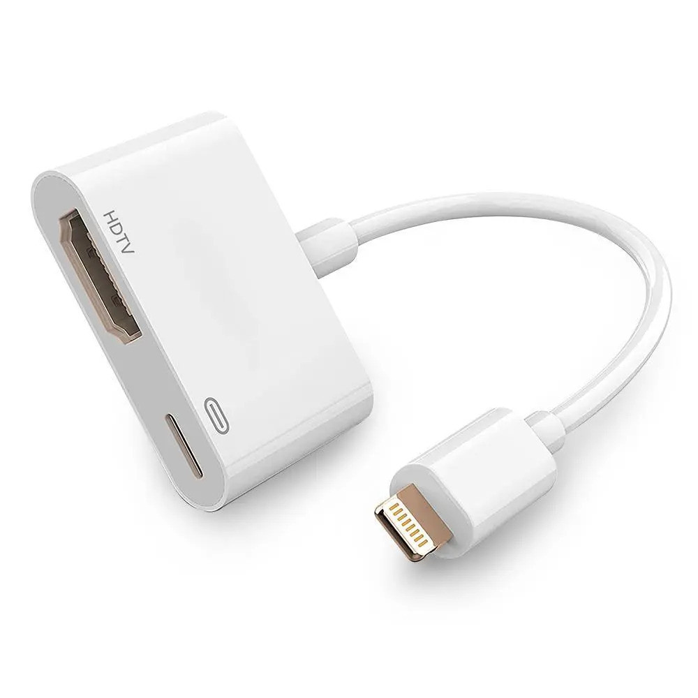 โทรศัพท์ To HDTV Adapter ios Digital AV Adapter พร้อมพอร์ตชาร์จสําหรับแท็บเล็ต iOS สําหรับจอภาพ HD T