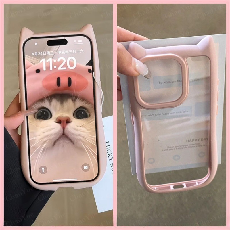 ใสแมวน่ารักอะคริลิคเคสโทรศัพท์เข้ากันได้สําหรับ ไอโฟน 17 16 15 11 13 12 14 มือโปร สูงสุด บวก โปร่งใสกันกระแทกฮาร์ดปกหลังกรณีปลอก