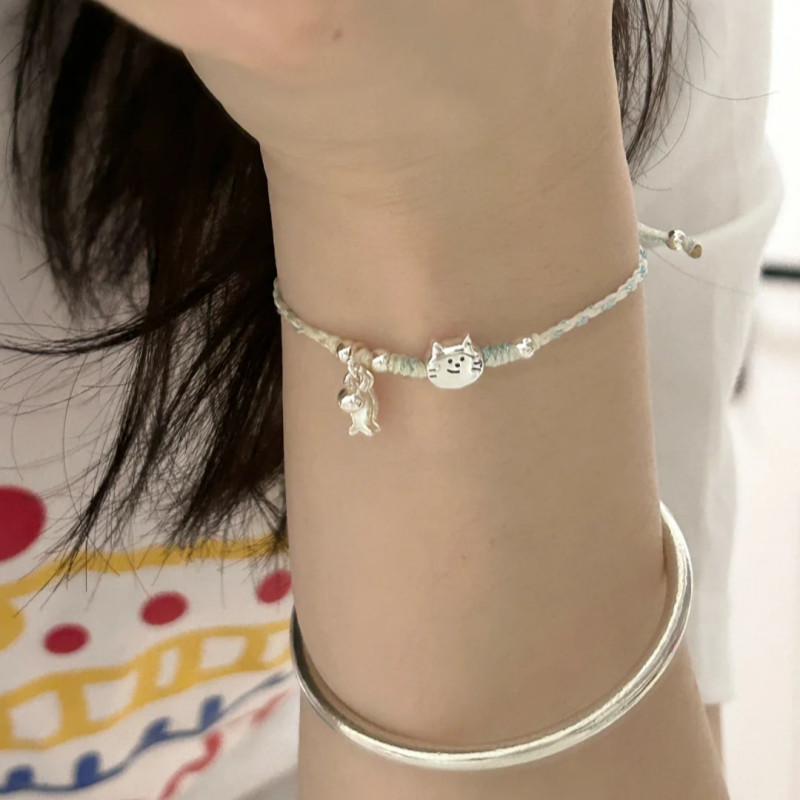 XINYI XINYI Meow Meow การศึกษา Believers แมวปลาสร้อยข้อมือถัก Niche ออกแบบน่ารักสดสร้อยข้อมือ CBYD