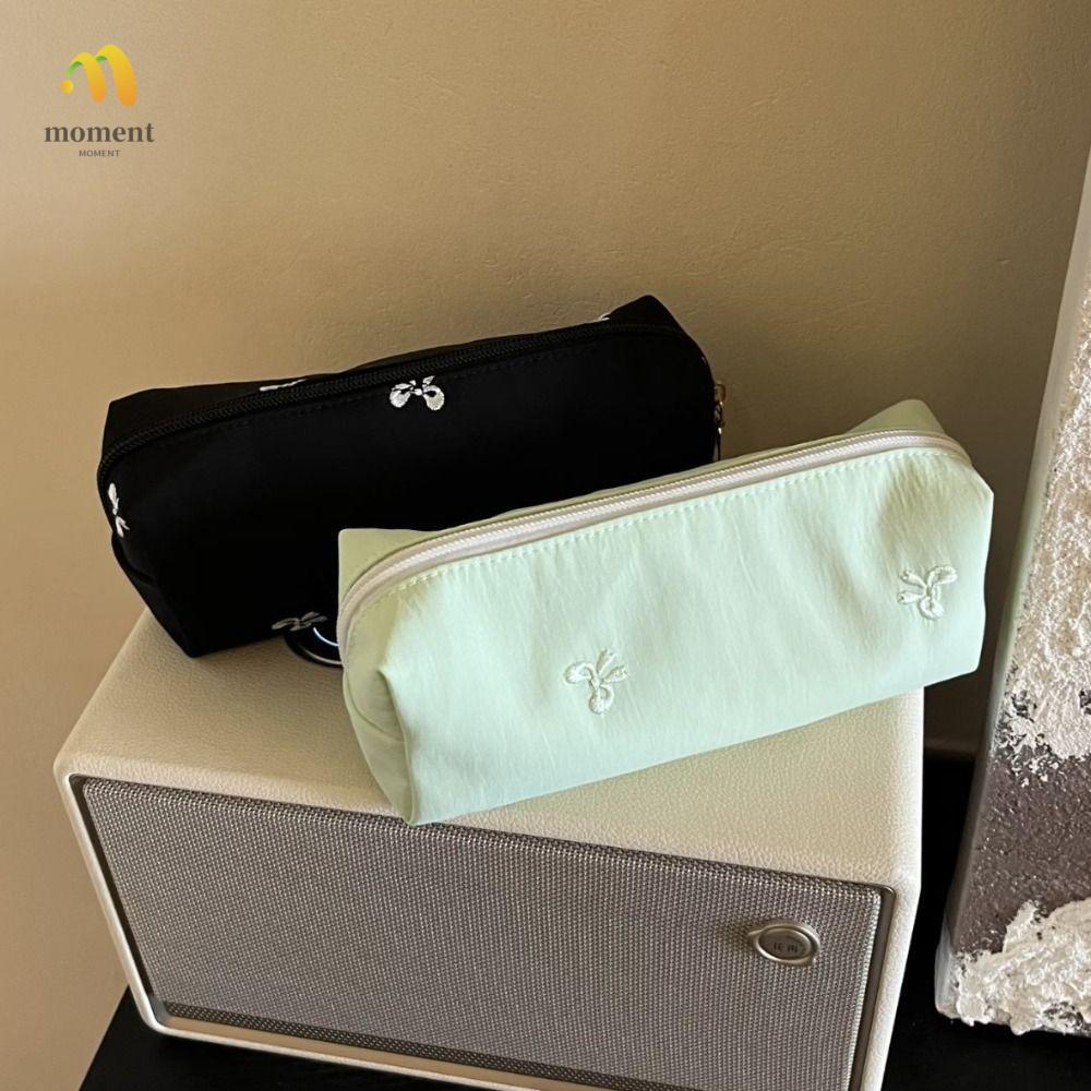MOMENT Pencil , Bowknot เย็บปักถักร้อย Portbale Pen Bag, Fashion Large Capacity Multifunctional Stor