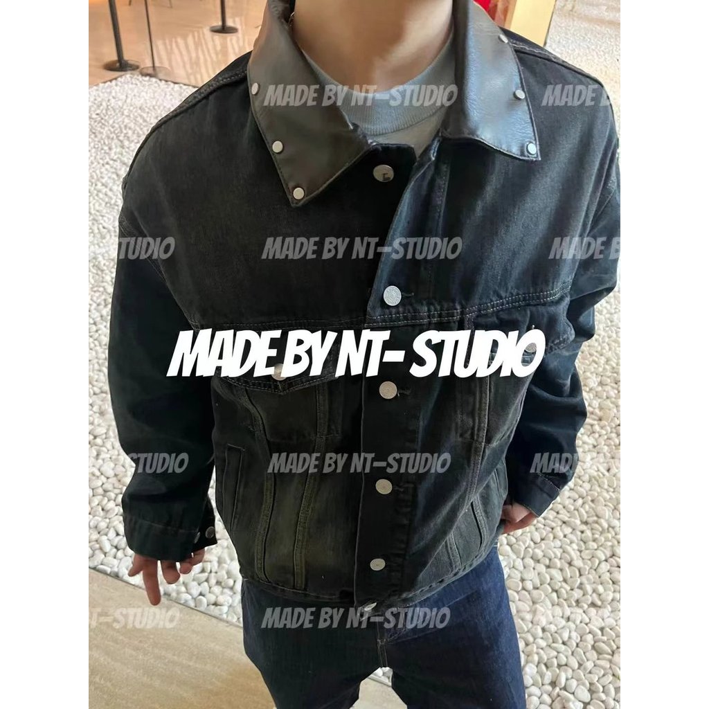 FW25 Early Autumn Series AC Distressed Denim Jacket Coat หนังปุ่มแจ็คเก็ตยีนส์ Unisex