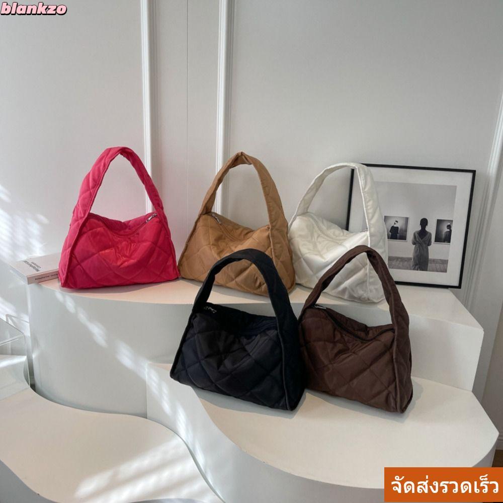 BLANKZO Rhomboid ลายสก๊อต Quilted tote ขนาดใหญ่ ความจุมาก เหมาะสำหรับช้อปปิ้งและสวมใส่ง่ายดาย
