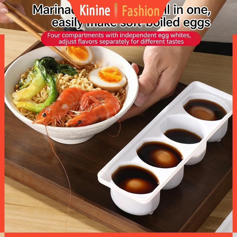 KIN Space Saving Eggs Pickle Box Eggs Marinating Container 4 ช่องแยกสําหรับผู้ที่ชื่นชอบการทําอาหารแ
