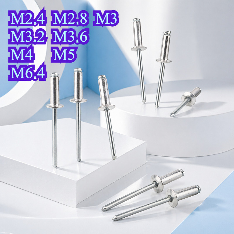 Countersunk อลูมิเนียมดึงเล็บเงิน/สีดําดึง Rivets เปิดวาดเล็บตกแต่ง M2.4M2.8/M3/M3.2M3.6/M4/M5/M6.4W