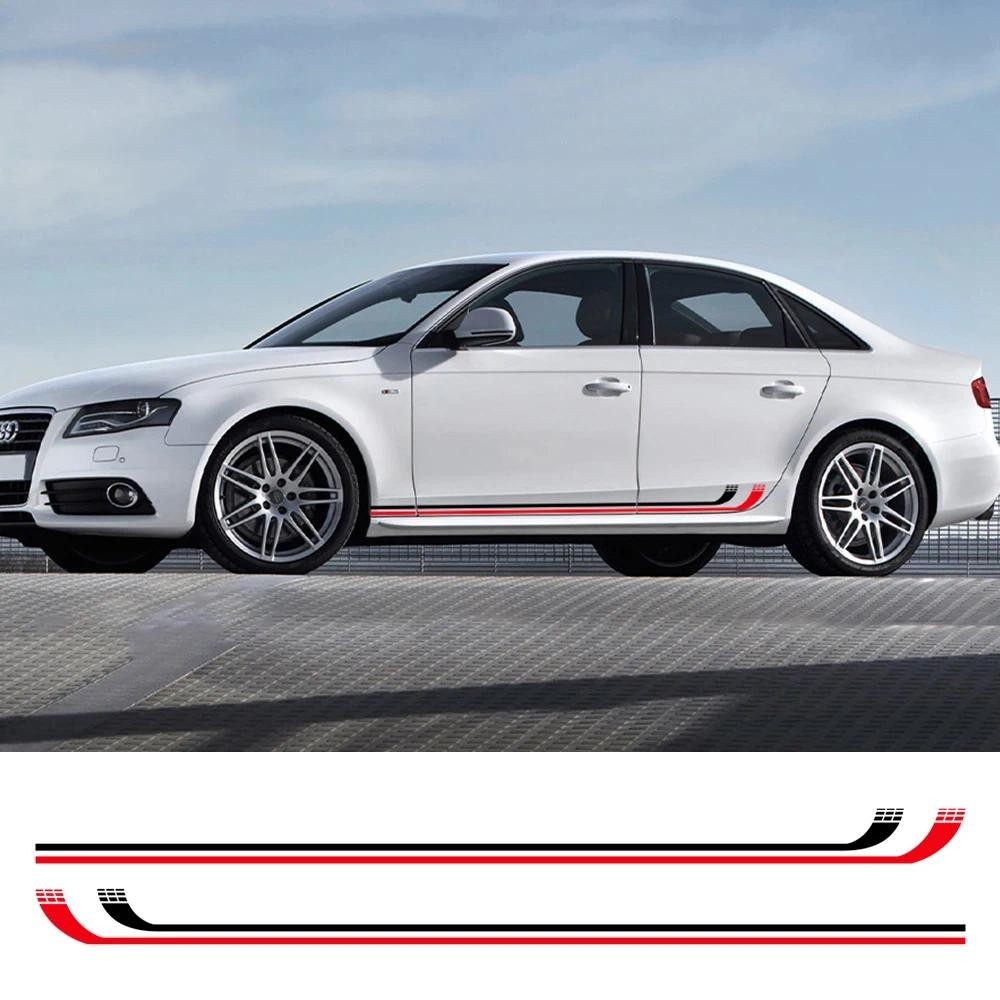 รถประตูด้านข้างกระโปรงสติกเกอร์ไวนิลDecals RacingแถบAppliqueอุปกรณ์เสริมอัตโนมัติสําหรับAudi A4 B8 B