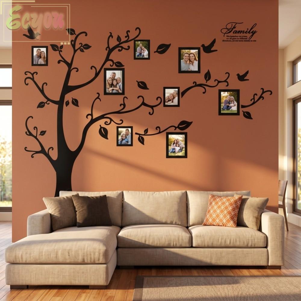 ECYOU 4pcs Family Photo Tree สติ๊กเกอร์ติดผนัง, Pvc 11.8 X 35.4in กรอบรูป Tree Wall Decal, Photo Tre