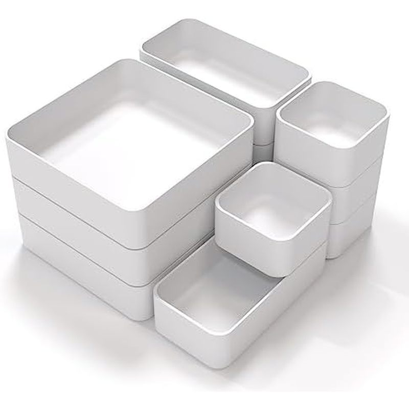CHANCETSUI 11-Piece Stackable Drawer Organizer Set, Multi-size Desk Drawer Organizer Trays Vanity St