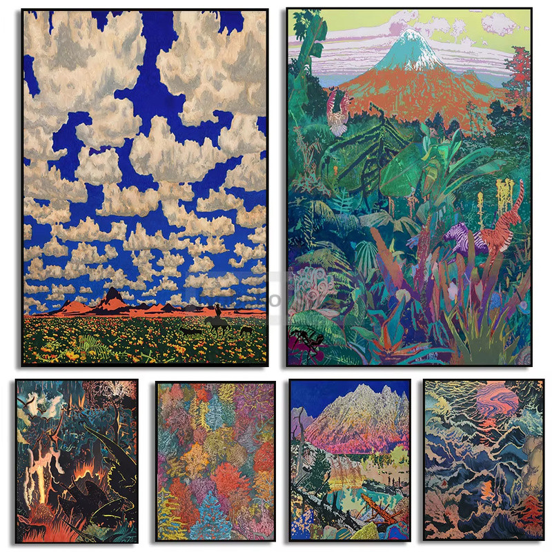 โมเดิร์นบทคัดย่อศิลปิน Aaron Morse ทํางานโปสเตอร์ Collage แฟนตาซีแปลกพิมพ์ผ้าใบภาพวาด Wall Art ภาพ Home Room Decor