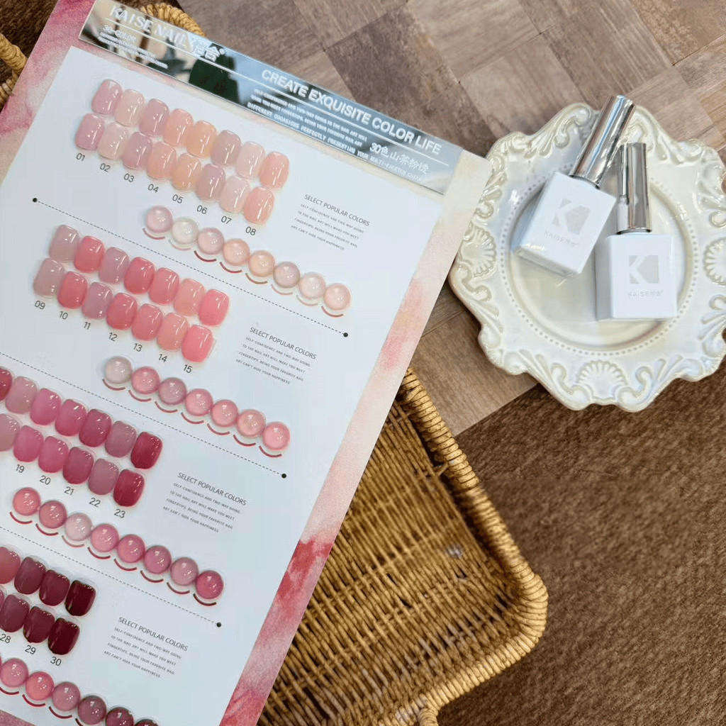 KAISE-สีเจลสุขภาพ Kaise Camellia Powder 30 สี เซตสีเจลทาเล็บ แถมชาร์ตสำเร็จรูป