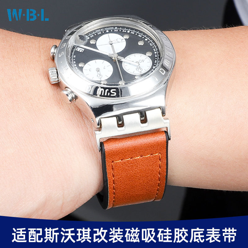 E9K9 [จัดส่งจากประเทศไทย] เหมาะสําหรับ SWATCH SWATCH SWATCH สามตา YVS420/YVS454/YVS451 สายหนังแม่เหล