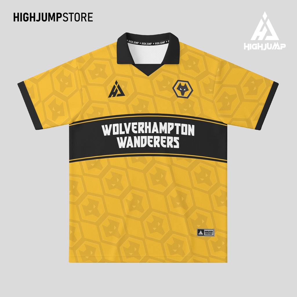 Fantasy Fans wolves Football Jersey สีเหลืองสีดํา Unisex fullprint ฟรีชื่อและหมายเลขการติดตั้ง