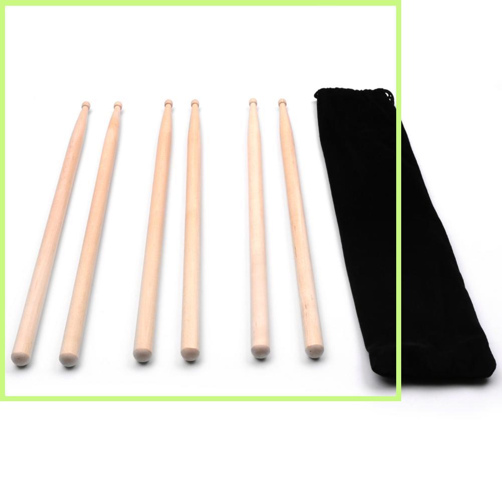 Fangzi 3 คู่ 5A Maple Drum Sticks พร้อมกระเป๋าสำหรับเล่น