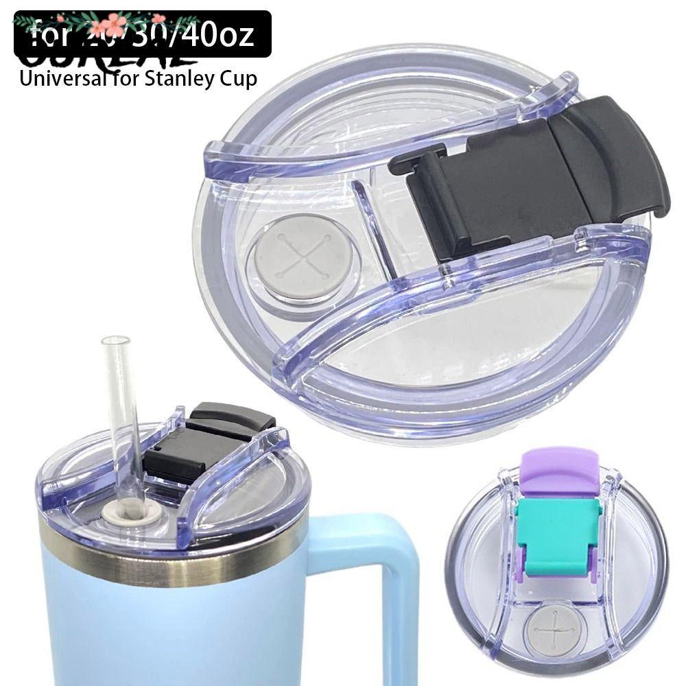 OUREAL 1 ชิ้นถ้วยแก้ว, 20/30/40 ออนซ์สําหรับถ้วยพร้อมที่จับขวด, Themos Tumbler Splash Proof ฝาปิดพลาสติกหลากสี
