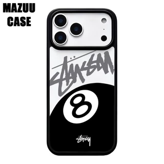 เคสไอโฟน TPU ขอบดำ หลังแข็งใส กันกระแทก ลายลูกบิลเลียด 8 และกราฟฟิตี้สไตล์สตรีท สำหรับ iPhone 17 16 15 14 13 12 11 Pro M