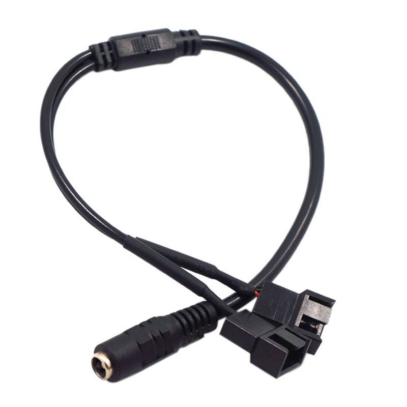 (GOOD) DC 5521 ถึง 4Pin PWM 4 Pin 2 Wayputer PC Router Fan Power Adapter Cable 12V (ใหม่)