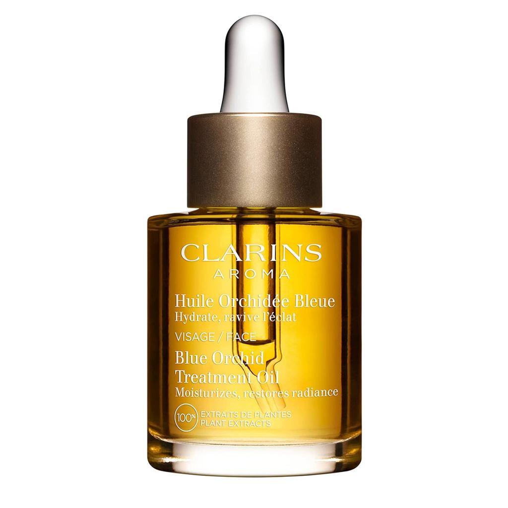 Clarins Blue Orchid Face Oil Treatment | ผิวชุ่มชื้นทันที* ฟื้นฟูและโทน | คืนความกระจ่างใส | Visibly
