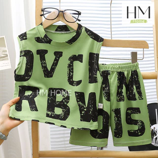 ชุดเซ็ตเสื้อกล้ามเด็ก ชุดเด็กแฟชั่น เซ็ต 2 ชิ้น ลายตัวหนังสือสุดเท่