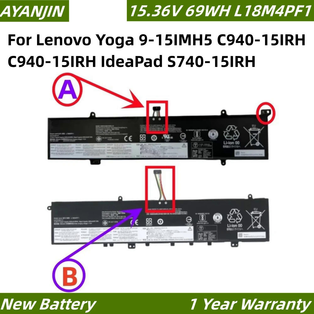 แบตเตอรี่แล็ปท็อป L18D4PF1สำหรับ Lenovo Yoga 9-15IMH5 C940-15IRH C940-15IRH IdeaPad Series L18M4PF1