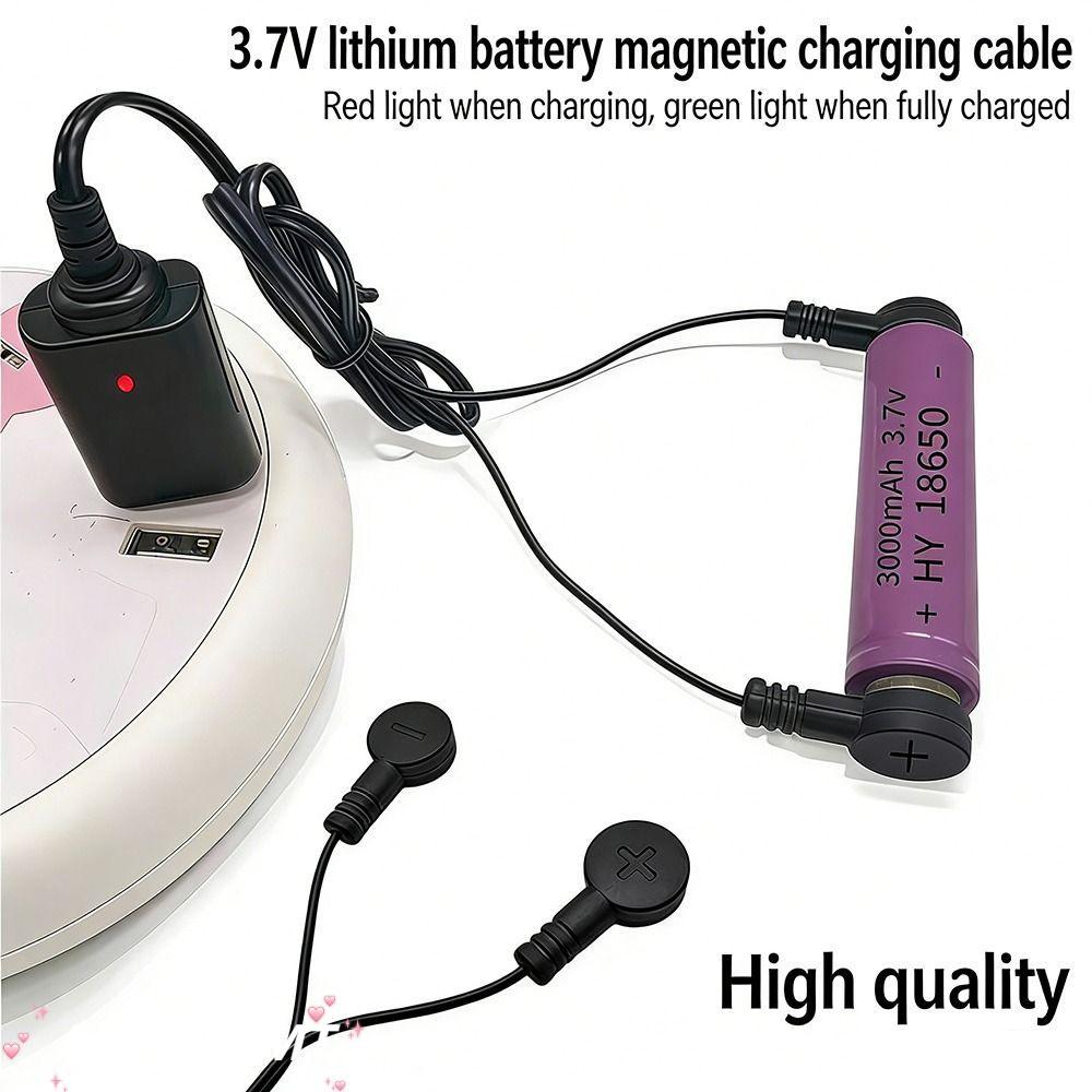 AULORAMT 1 ชิ้นแบตเตอรี่ลิเธียม 3.7 V 4.2 V Universal แบตเตอรี่สายชาร์จ,ทนทานแม่เหล็ก USB USB Magnetic Charger สําหรับ 18650 16340 26650 แบตเตอรี่