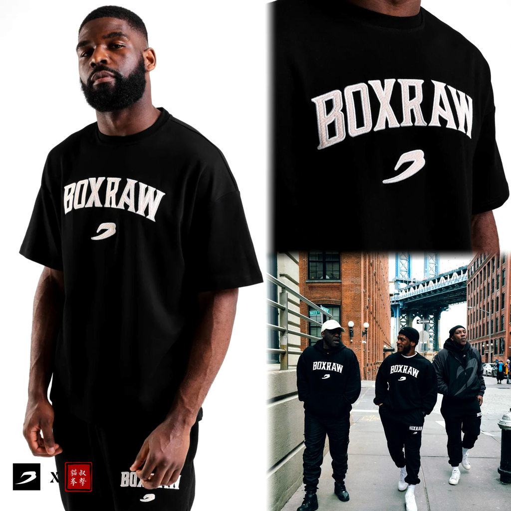 [BOXRAW] East Street White Street Simple Logo พิมพ์มวยกีฬาการฝึกอบรมเสื้อยืดแขนสั้นลําลอง 0505