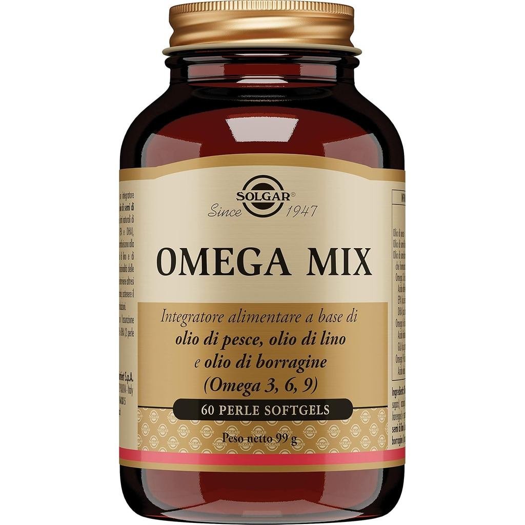 Solgar Omega Mix - 60 Softgels - อาหารเสริมน้ํามันปลา น้ํามันลินซีด และน้ํามันโบเรจ, Omega-3, Omega-