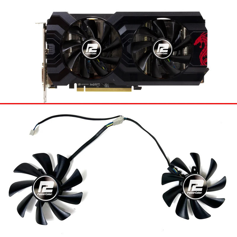 NEW พัดลมระบายความร้อน 85MM T129215SU 4PIN RX480 GPU พัดลมสําหรับ PowerColor มังกรสีแดง Radeon RX 58