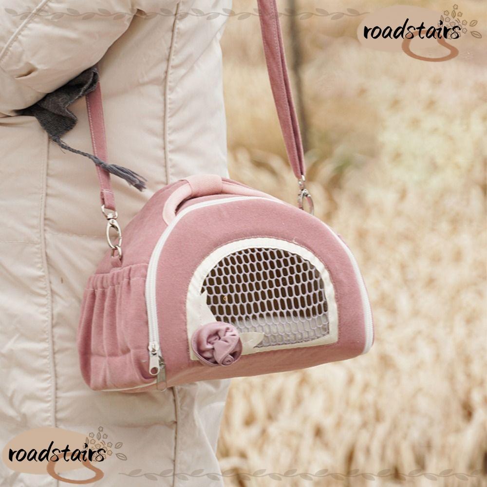 ROADSTAIRS กระเป๋าใส่สัตว์เลี้ยงขนาดเล็ก,Breathable Velvet + Mesh Pet Messenger Bag,สะดวกสบายแบบพกพากระเป๋าเดินทางสัตว์เลี้ยงหนูตะเภา