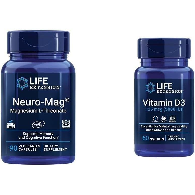 LifeExtension Neuro Magnesium L-Lactate and Vitamins D3Set บํารุงสมองและภูมิคุ้มกัน