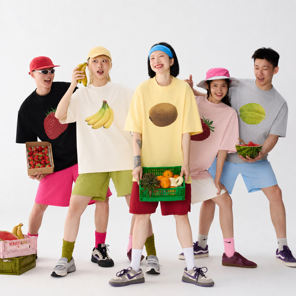 （พร้อมส่ง ส่งไว24ชม.）เสื้อ oversize ลายผลไม้สดใส เสื้อยืดคู่รัก unisex สไตล์เกาหลี ผ้านิ่มใส่สบาย ระบายอากาศดี ใส่ได้ทั้