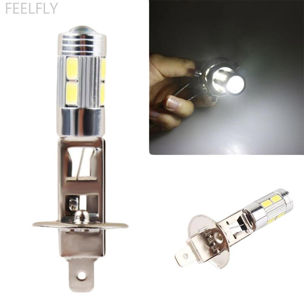 FEELFLY 1 PC รถ H1/H3 10SMD LED หมอกพลังงานสูงไฟวิ่งกลางวันหลอดไฟ 5630 5730 Bright Auto Light H9U2