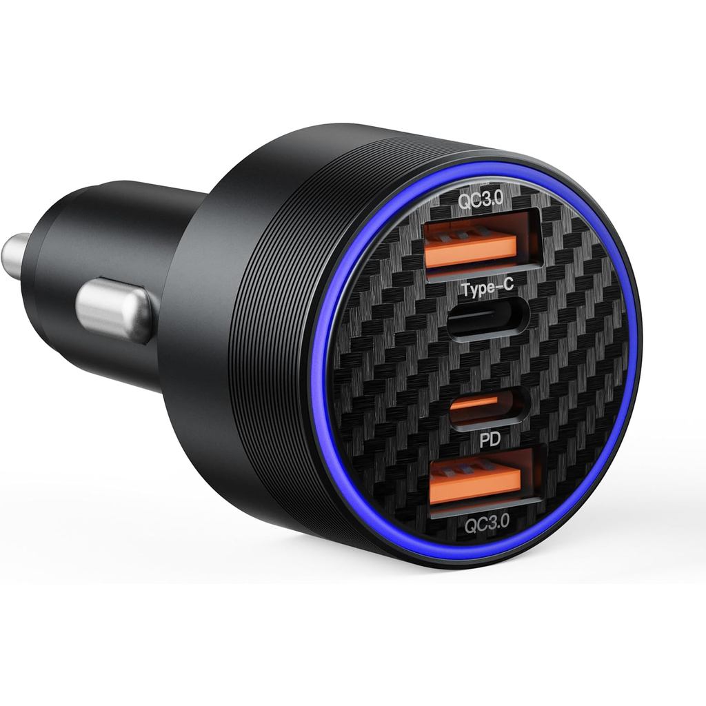 [4 in 1] USB C Car Charger 90W Max Super Fast Charging Adapter,4-Port PD PPS Car Charger Dual USB-C 