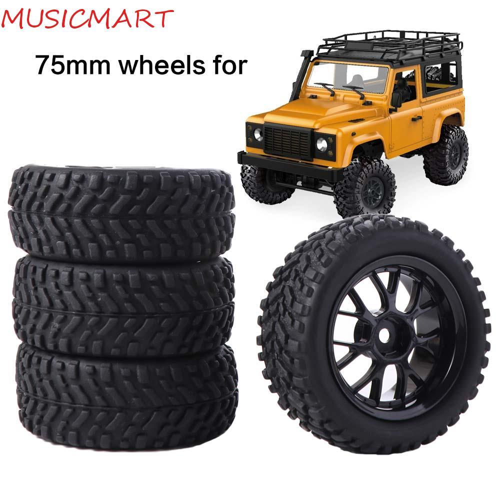 MUSICMART RC Car Wheel, 12mm Hex Rubber Rally 75mm Rubber Wheel, Universal 124019 MN90 ยาง Hex 14400