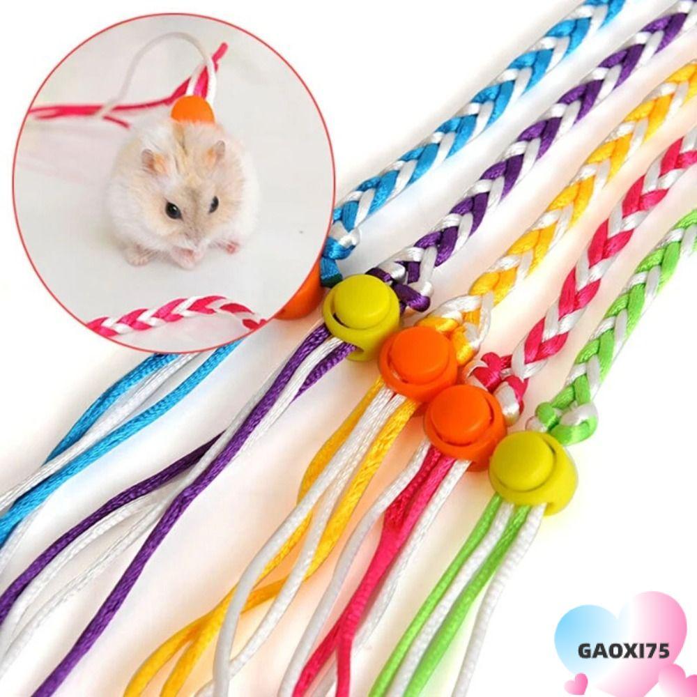 GOXI75 สายจูงสัตว์เลี้ยงหนูแฮมสเตอร์, สายจูงกรงสัตว์เลี้ยงแบบปรับได้ 1.4 ม., สายจูงปลอกคอกระต่ายไนลอนที่สะดวกสบายหนูหนูแฮมสเตอร์