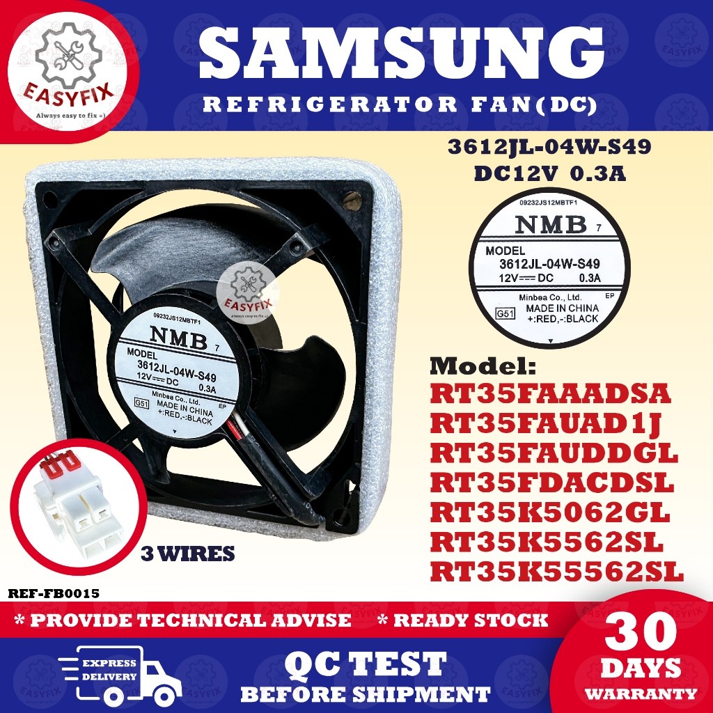 RT35FAAADSA / RT35FAUAD1J / RT35FAUDDGL / RT35FDACDSL / RT35K5062GL SAMSUNG REFRIGERATOR FAN 3612JL-