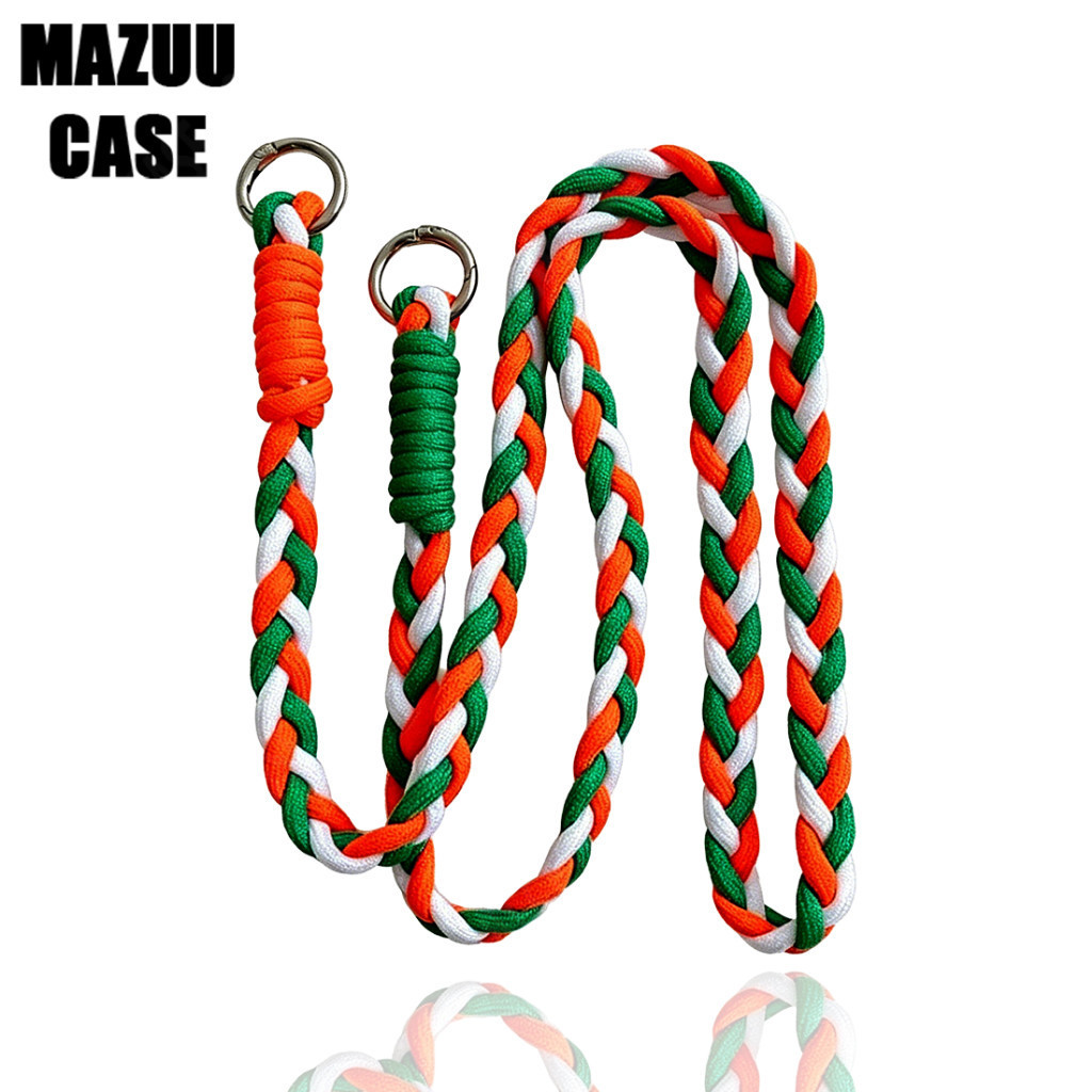 สายคล้องโทรศัพท์ ถักมือแบบมวย สะพายไหล่ มีการ์ดยึดเคส สีสดใสโดปามีน ทุกรุ่น iPhone ทุกรุ่น ประมาณ 120 ซม