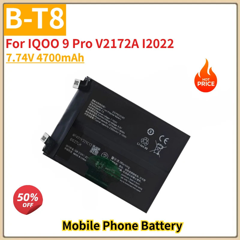 คุณภาพสูง B-T8 แบตเตอรี่ 7.74V 4700mAh สําหรับ IQOO 9 Pro V2172A I2022 ยี่ห้อใหม่เปลี่ยนแบตเตอรี่