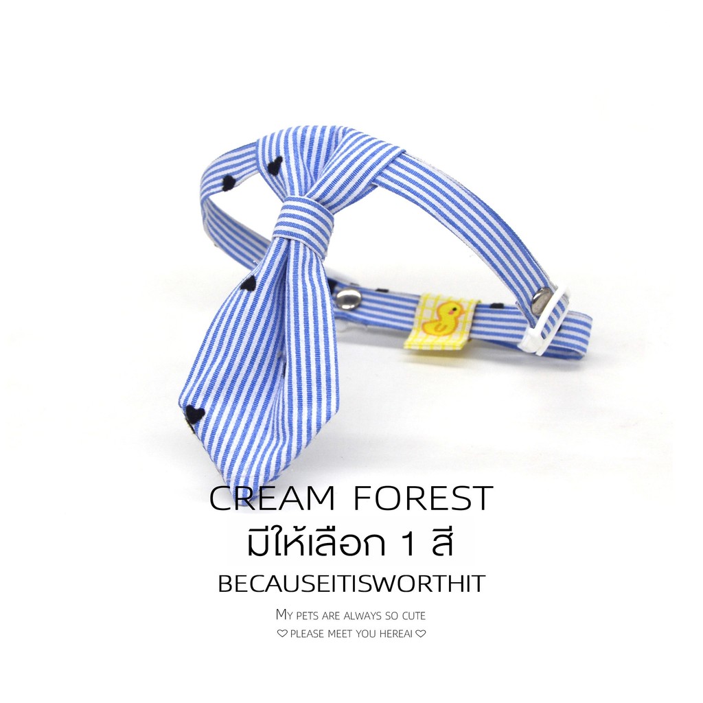CREAM FOREST ปลอกคอตัวอักษรแมว | แถบสด | เน็คไทสไตล์ CF-SP
