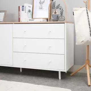 INDEX LIVING MALL ตู้ไซด์บอร์ด รุ่นมินิมอล ขนาด 150 ซม. - สีขาว/ไลท์ วู้ด