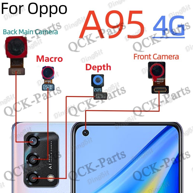 สําหรับ Oppo A95 4G CHP2365 CPH2365 กล้องด้านหลังหลักกล้องด้านหน้ากล้องความลึกกว้างเป็นพิเศษ