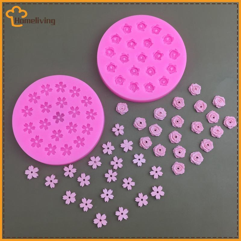 HOME Mini 20 หลุม Cherry Blossom Rose แม่พิมพ์ซิลิโคน DIY ดอกไม้รูปช็อกโกแลต Fondant ขนมดอกไม้เค้กตกแต่งเบเกอรี่เครื่องมือ TH