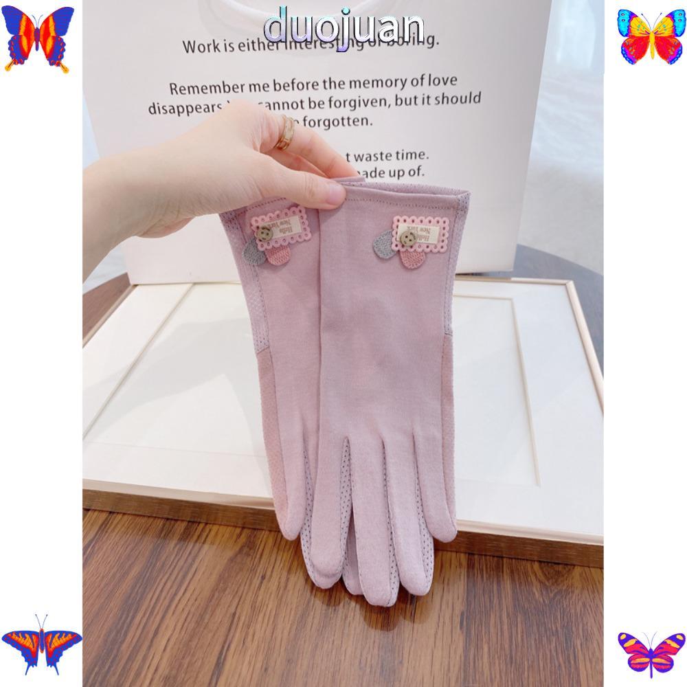 DUOJUAN ถุงมือกันแดด, ถุงมือผ้าฝ้ายระบายอากาศกันลื่นป้องกันรังสียูวี, แฟชั่นหน้าจอสัมผัสผ้าฝ้ายถุงมือกันลื่นแบบบางผู้หญิง