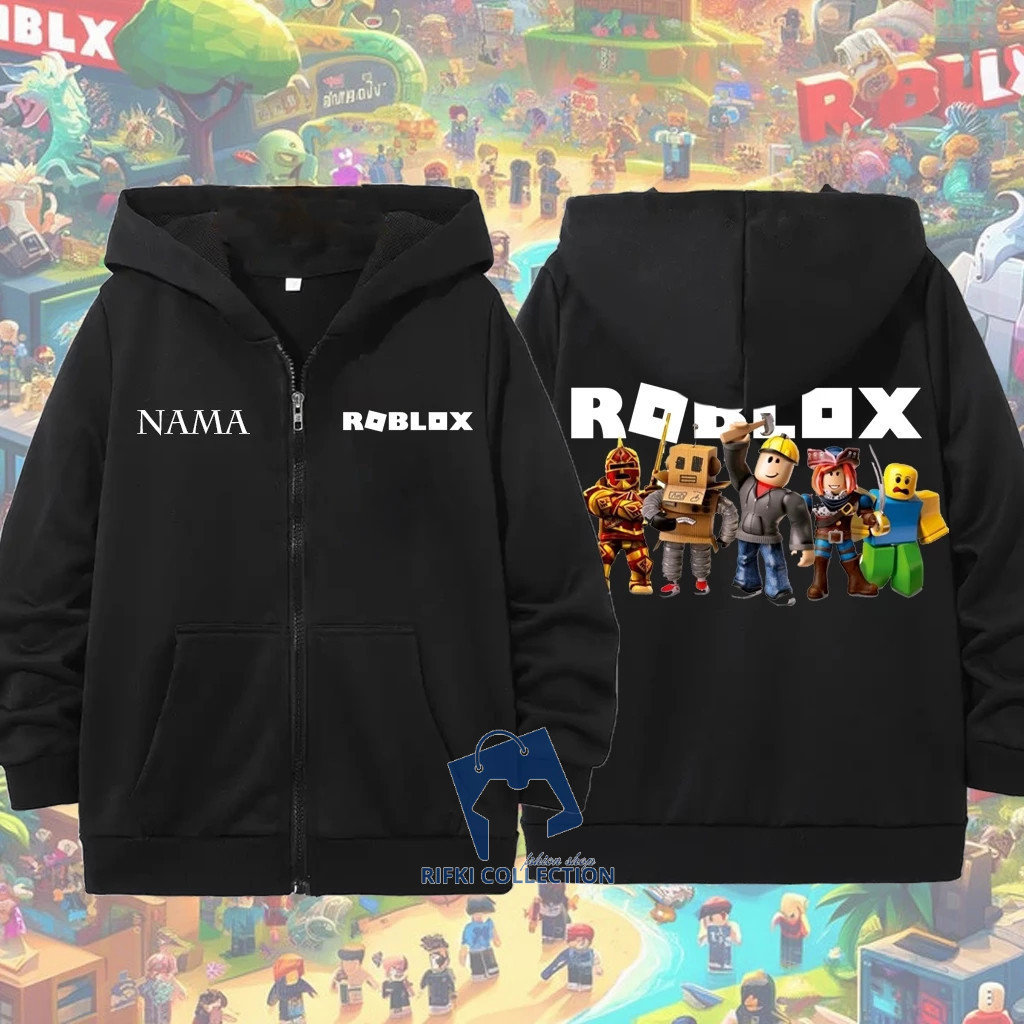 Baju HOT Roblox นําเข้าแจ็คเก็ตซิปเด็กชาย - Roblox Gaming Kids Hoodie อายุ 4-12 ปีS-5XL