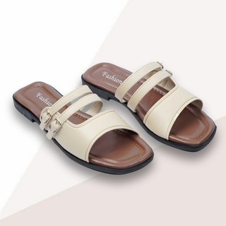 Sandal Wanita Kekinian Teplek Cewek Empuk Gesper Terbaru Flat Elegan Platform