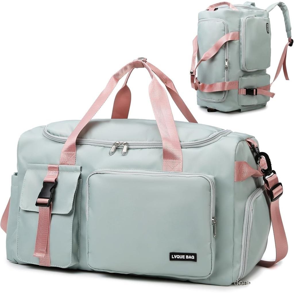 Eslorri Gym Duffle Bag for Women Men, Sports Backpack with Wet & Shoe, Fitness Overnight Weekender B