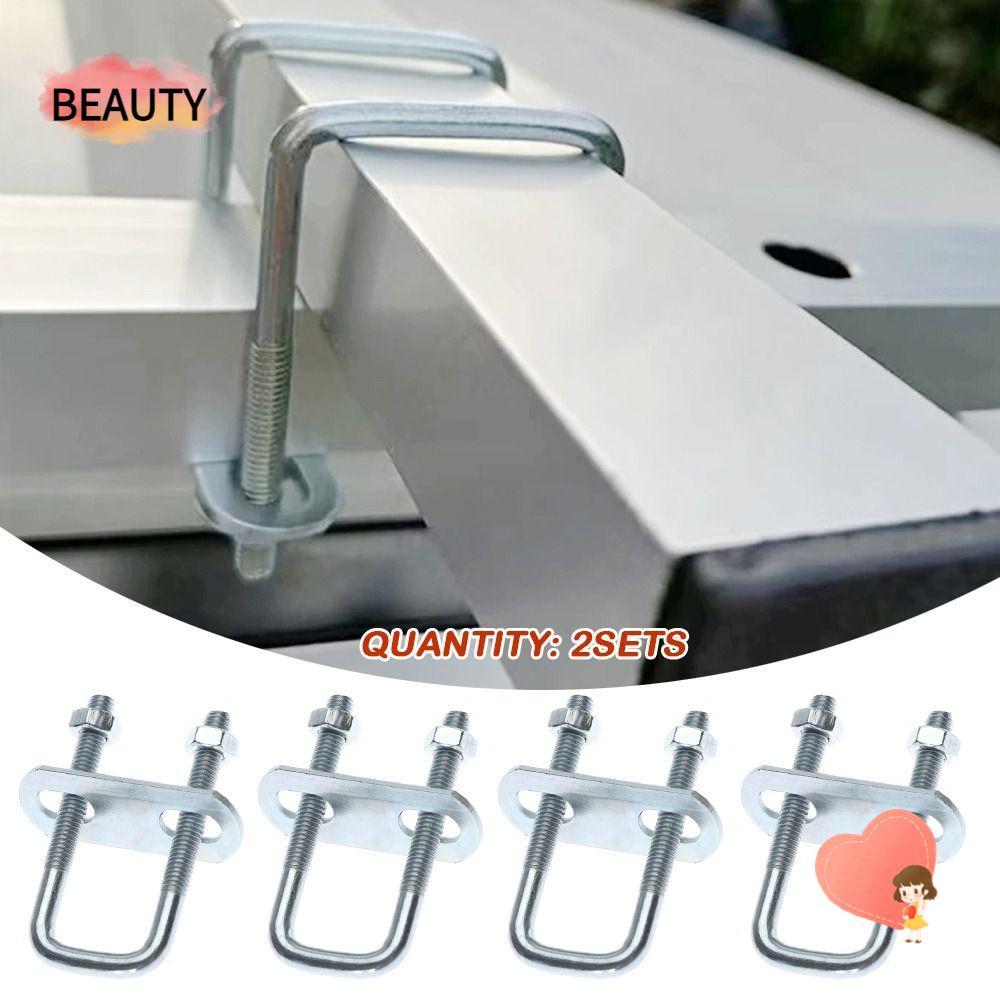 BEAUTY 2 ชุดแคลมป์สี่เหลี่ยม, ท่อสกรู U-bolt มุมขวา U-Clamp, M6 พร้อม Baffle Iron Squa Bolt